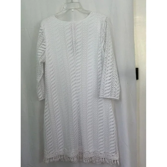 Lilly Pulitzer Seminole Dress XL Resort White Crochet Zebra Lace Cover Up - Picture 4 of 6